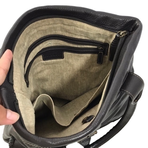 Levenger Distressed Brown Leather Hobo Tote - Picture 14 of 14